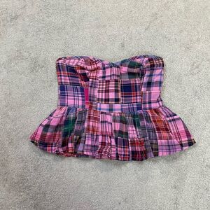 Free People Womens Sweetheart Neck Madeira Corset Peplum Top Pink Combo XS NWT